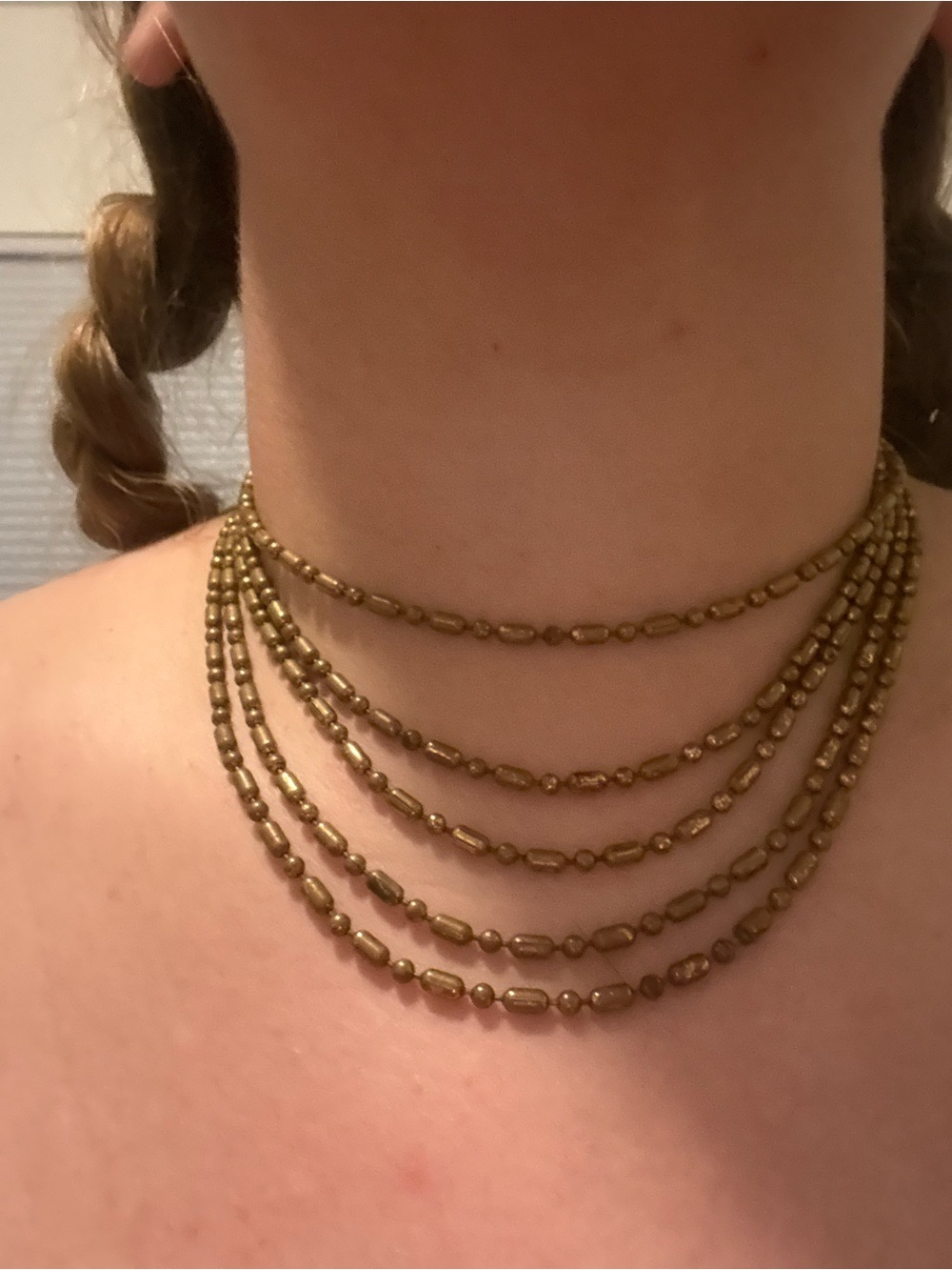 Gold-Tone Multi Strand Beaded Choker Necklace